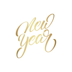 New Year. Gold Lettering calligraphy for New Year celebration