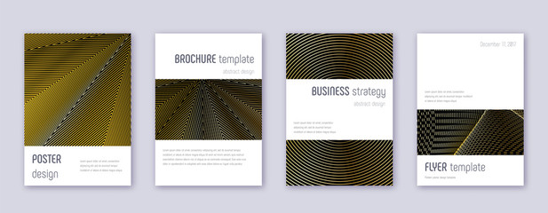 Minimalistic brochure design template set. Gold ab