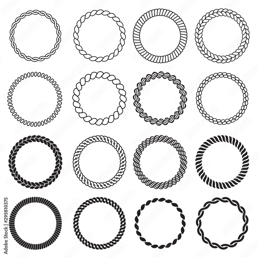 Canvas Prints round rope shapes. circle nautical frame for labels decorative sea knot border vector design templat
