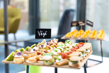 catering miniature food dishes at banquet 