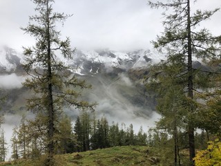Mountains in Alps Grossglockner road before winter time 