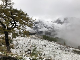 Mountains in Alps Grossglockner road before winter time 