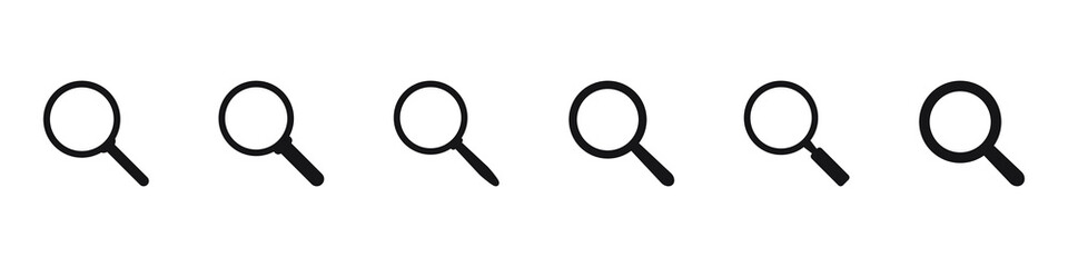 Search icon. Magnifying glass icon, vector magnifier or loupe sign.