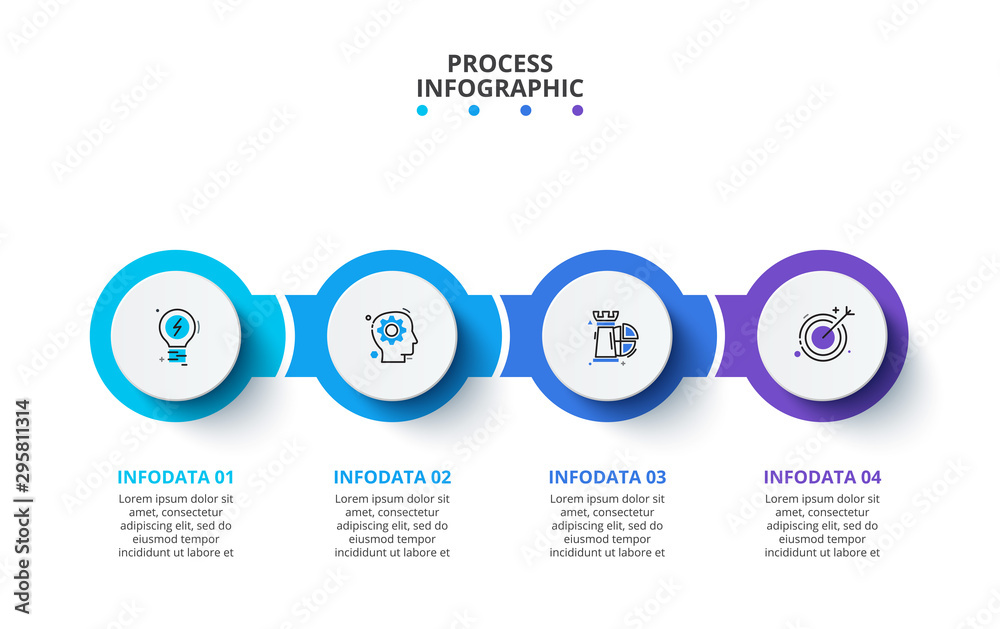 Poster Creative concept for infographic. Business data visualization. Process chart. Abstract elements with 4 steps, options, parts or processes. Vector business template for presentation.
