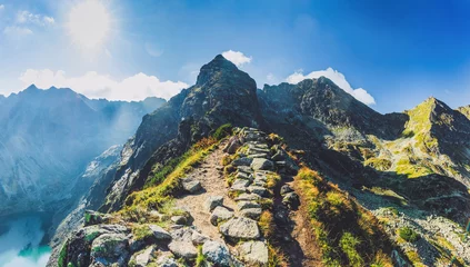 Acrylic prints Tatra Mountains Hiking trail in Tatra mountains in Poland. Toward Koscielec peak