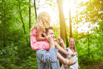 Family hiking in nature