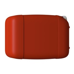 Red canister with engine oil or lubricant isolated on white background. 3D rendering of excellent quality in high resolution. It can be enlarged and used as a background or texture.
