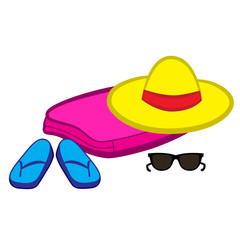 Summer objects isolated by white background.