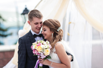 Wedding. Happy couple. Two lovers are smiling