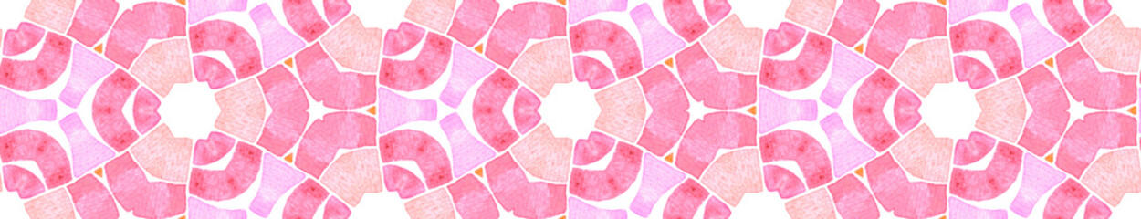 Pink orange vintage kaleidoscope Seamless Border S