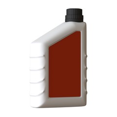 Lubricating oil bottle on white background. 3D rendering of excellent quality in high resolution. It can be enlarged and used as a background or texture.