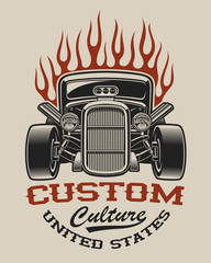T-shirt design with a hot rod