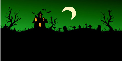 Halloween Background with haunted house 