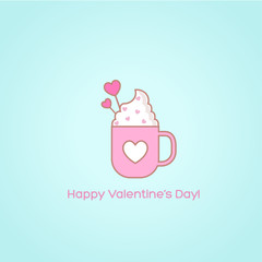Happy Valentines day illustration with cup