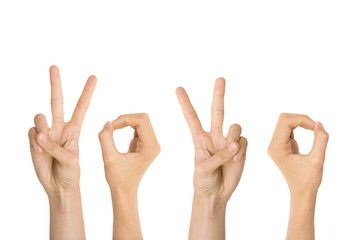 2020 written with hands and fingers signs, new year greeting card