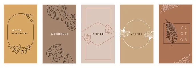 Fotobehang Vector design templates in simple modern style with copy space for text, flowers and leaves © venimo
