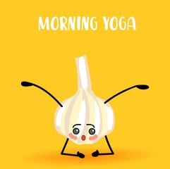 Garlic and sports. Yoga for vegetables. Healthy lifestyle. Vegetarianism and Vegan.