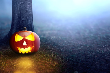 Jack-o-Lantern on the ground