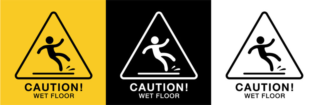wet floor sign icon vector,3 background colors 
