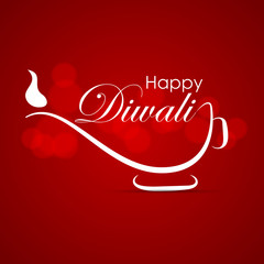 Vector banner India Diwali, Deepavali festival of lights, background Dipavali, fire glowing lamp, flashes and sparks, illustration.