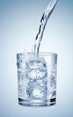 pouring water into a glass