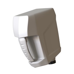 Lubricating oil bottle on white background. 3D rendering of excellent quality in high resolution. It can be enlarged and used as a background or texture.