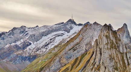 Naklejka na ściany i meble Säntis-Gipfel, Alpstein, Gebirge, Ostschweiz