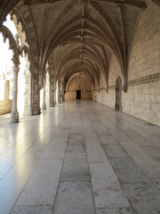 Obraz premium Jeronimos Monastery in Lisbon - the most grandiose monument to late-Manueline Portuguese style architecture, and Church of Santa Maria of Belem in Lisbon, Portugal