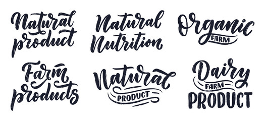 Fototapeta premium Cytaty z napisami, świetny projekt do dowolnych celów. Slogany wektorowe do tworzenia logotypów. Smaczne śniadanie. Dietetyczne jedzenie. Logo zdrowego odżywiania opakowania.