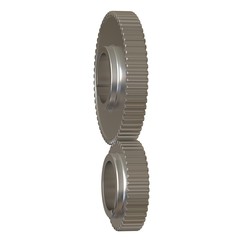 Two metal gears on a white background, isolate. 3D rendering of excellent quality in high resolution. It can be enlarged and used as a background or texture.