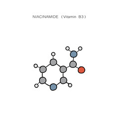Niacinamide (vitamin B3)   hand drawing. - Vector