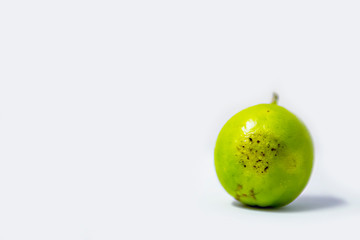 green lemon on a white background, Lemon with mold isolated on white background