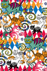 Seamless pattern inspired by the art of primitive people.  Suitable for fabric, wrapping paper and the like