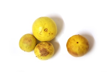 fresh lemon with tainted lemon on a white background