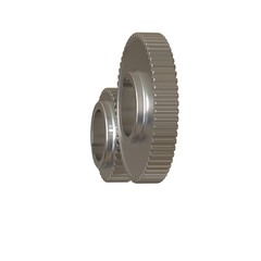 Two metal gears on a white background, isolate. 3D rendering of excellent quality in high resolution. It can be enlarged and used as a background or texture.