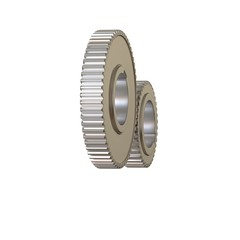 Two metal gears on a white background, isolate. 3D rendering of excellent quality in high resolution. It can be enlarged and used as a background or texture.