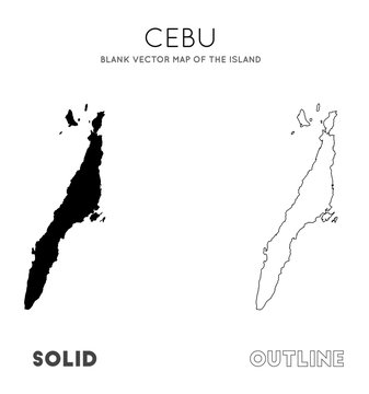 Cebu map. Blank vector map of the island. Borders of Cebu for your infographic. Vector illustration.