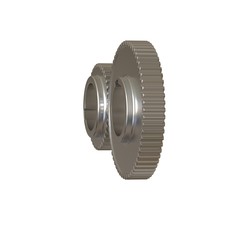 Two metal gears on a white background, isolate. 3D rendering of excellent quality in high resolution. It can be enlarged and used as a background or texture.