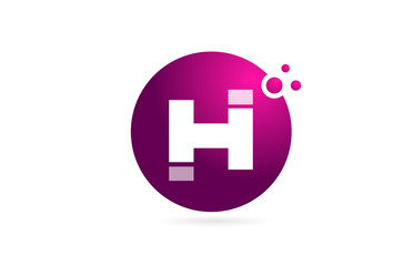 letter H logo alphabet sphere for company logo icon design in pink and white