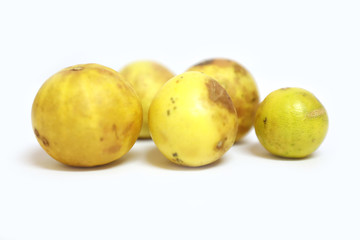 closeup of ugly lemon on white background