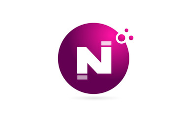 letter N logo alphabet sphere for company logo icon design in pink and white