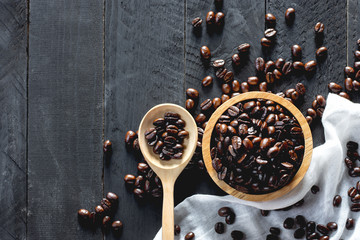 Roasted coffee beans.