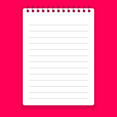 Realistic notebook or notepad with binder. Memo note pad or diary paper page templates. Vector illustration