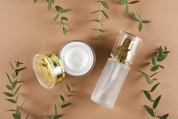 Moisturizing care skincare face cream for healing complicated troubled skin type in an open jar...