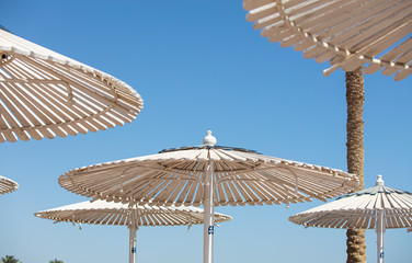 sunshade umbrella on sky background