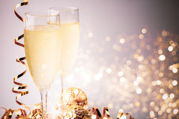 Glasses of champagne to celebrate the new year