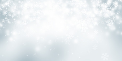 white and grey snows blurred abstract background. bokeh christmas blurred beautiful shiny Christmas lights