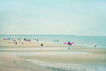 Fototapeta na wymiar Soft focus blurred view of sea beach