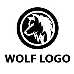 wolf and circle vector logo design