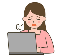 女性　パソコン　ため息